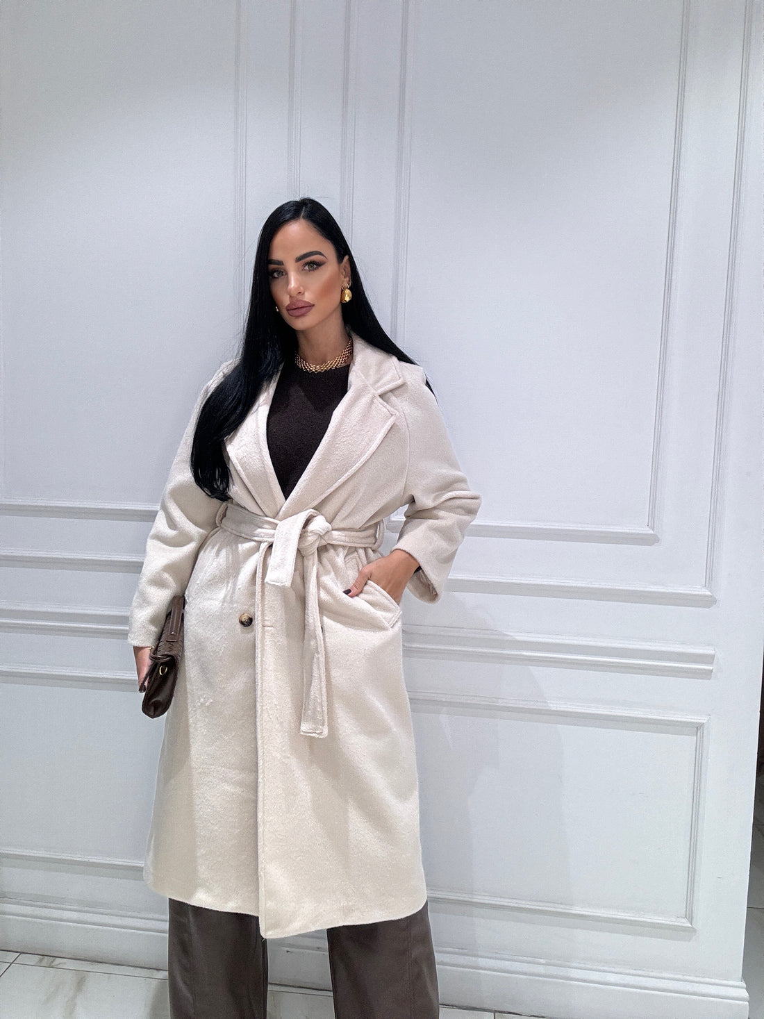 Cappotto modello trench pelo