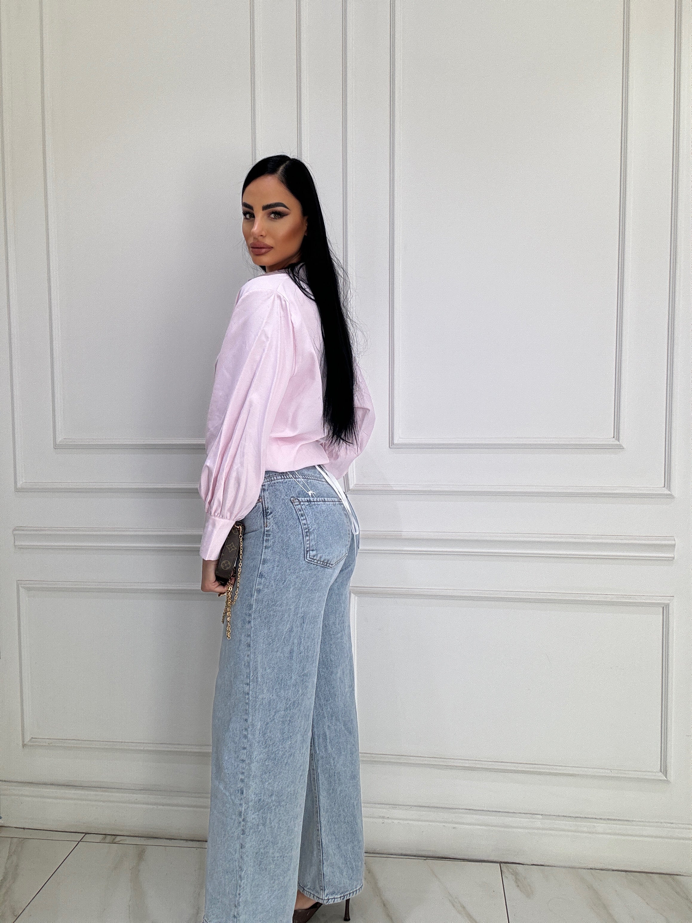 Jeans wide leg chiaro