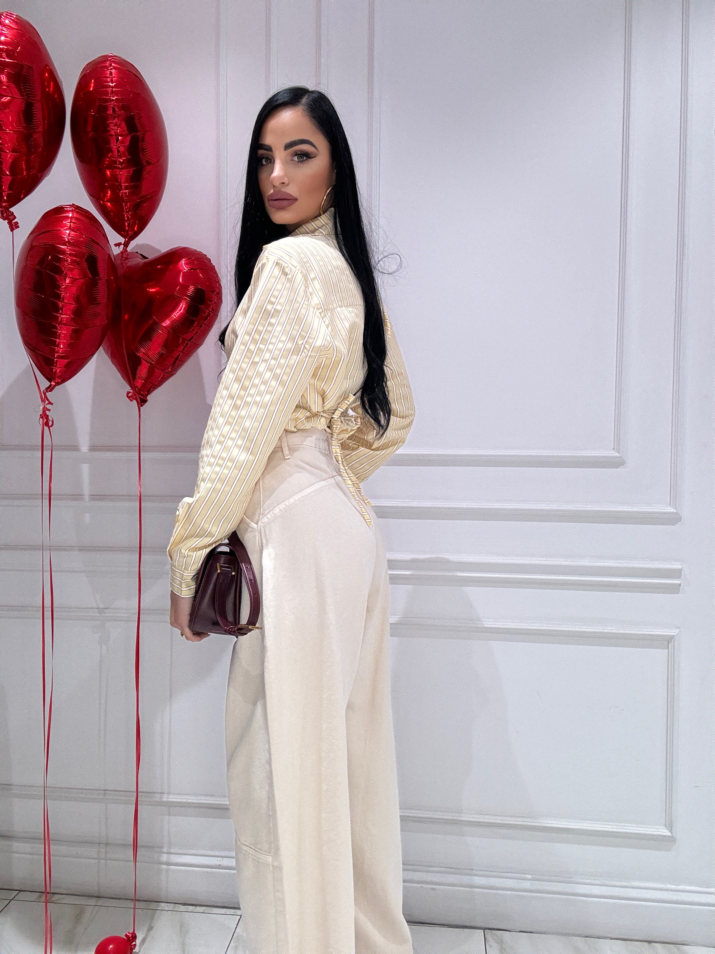 Jeans crema ballon