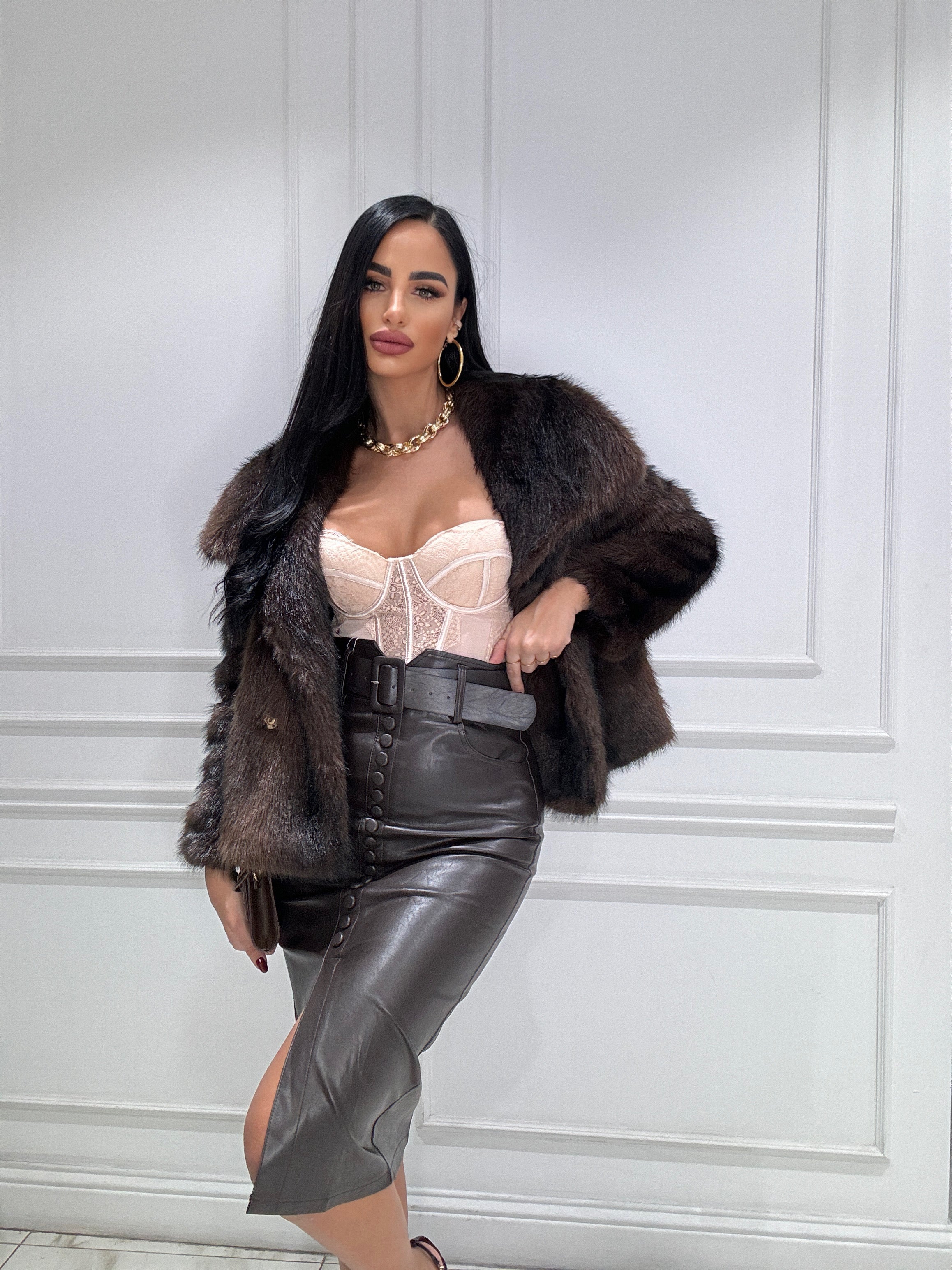 Gonna Paola ecopelle midi