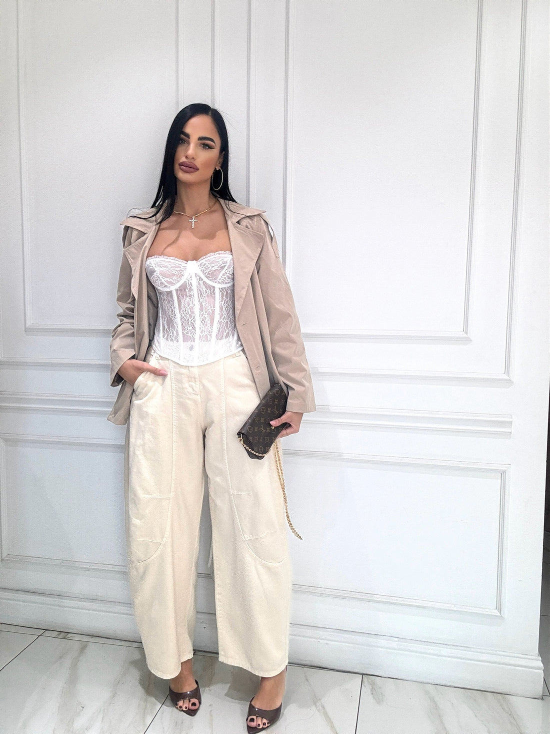 Jeans crema ballon