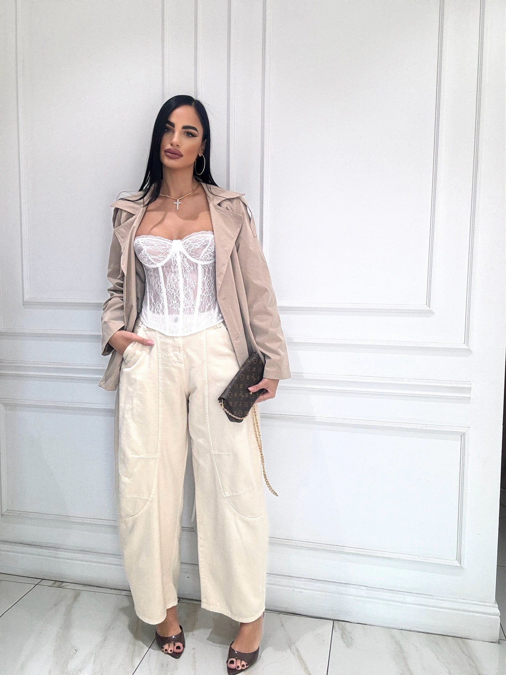 Jeans crema ballon