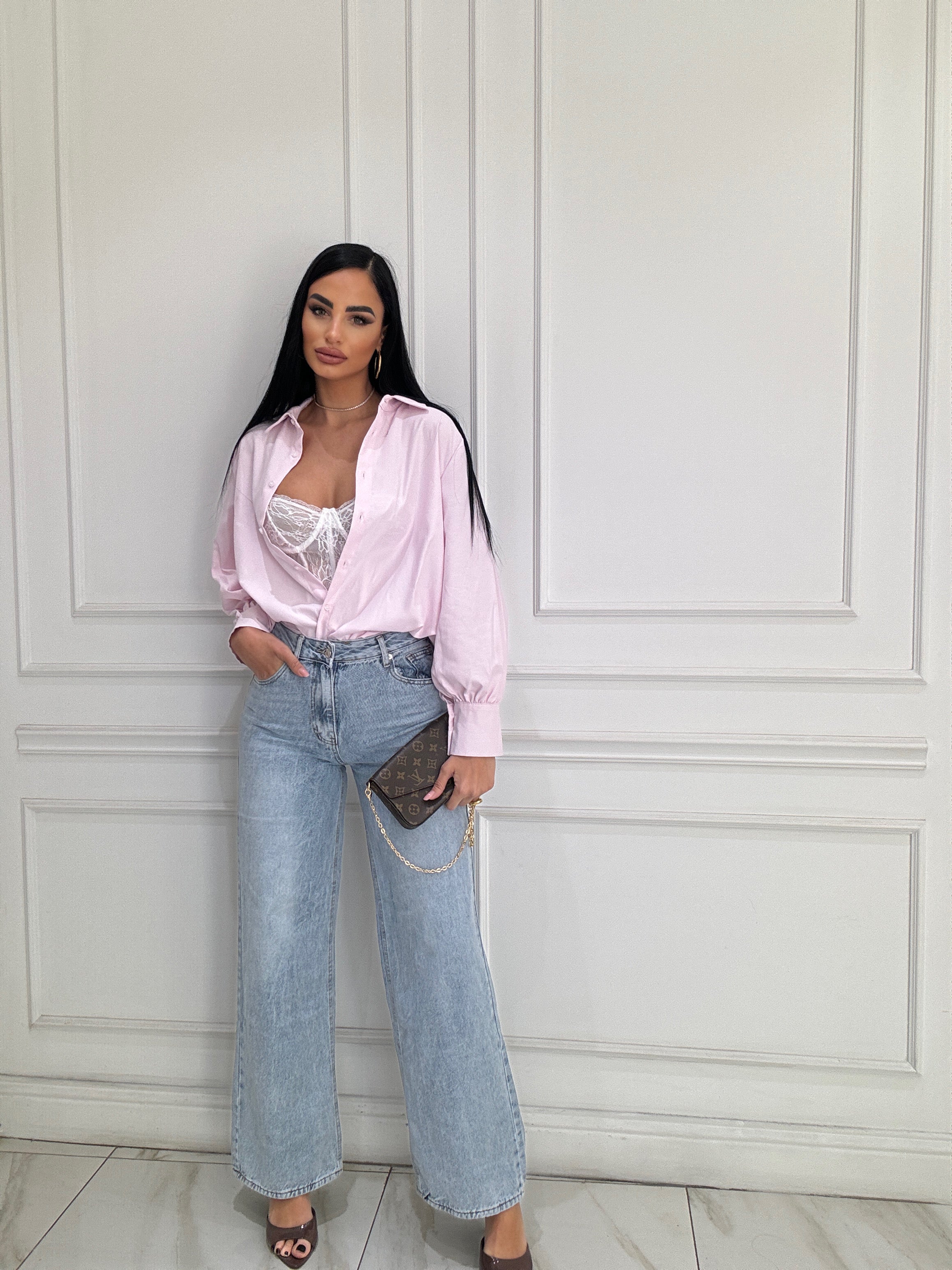 Jeans wide leg chiaro