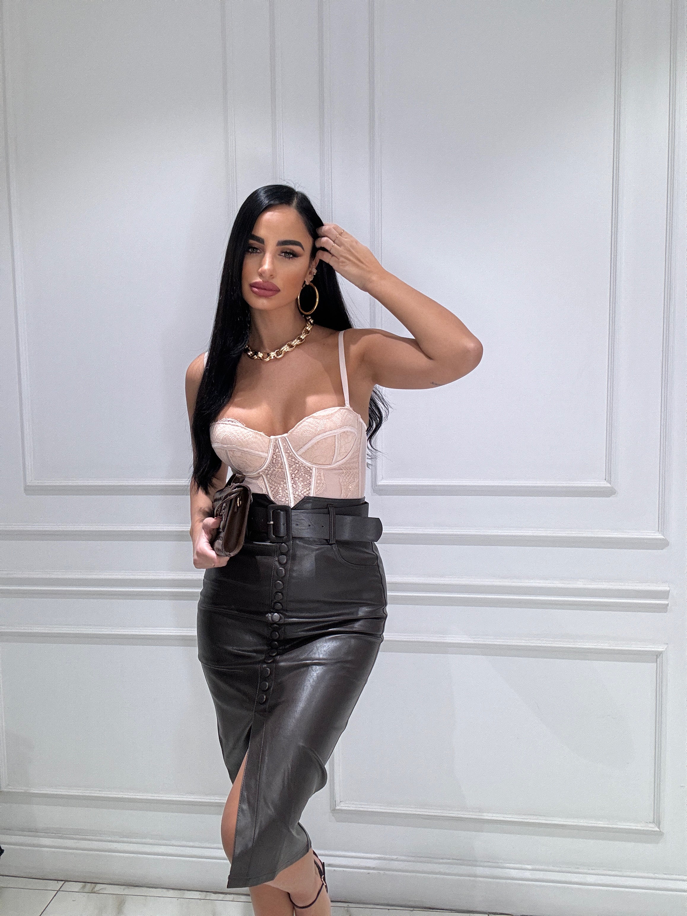 Gonna Paola ecopelle midi