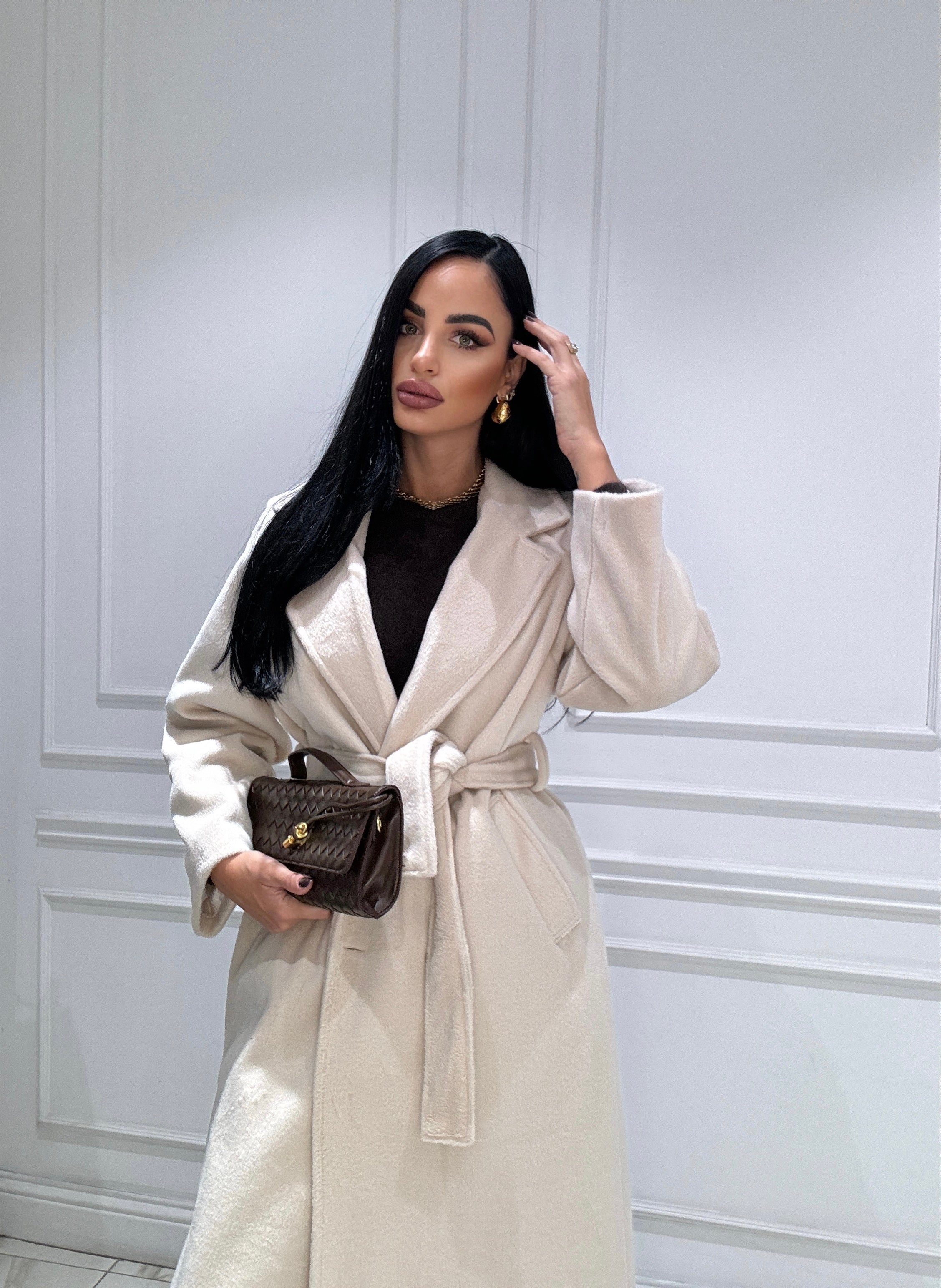 Cappotto modello trench pelo