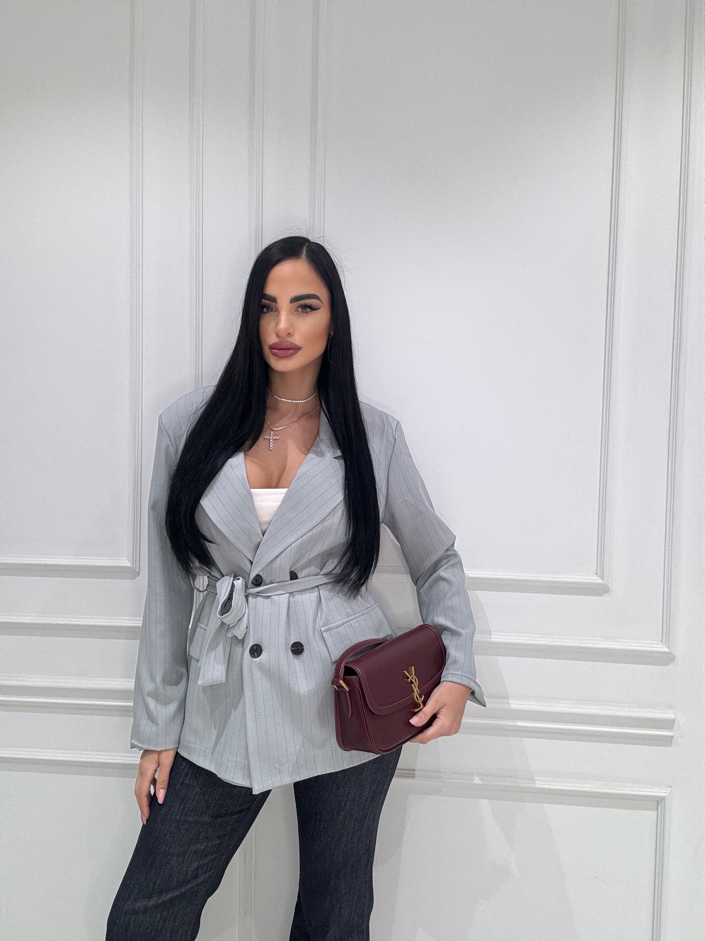 Blazer gessato fusciacca