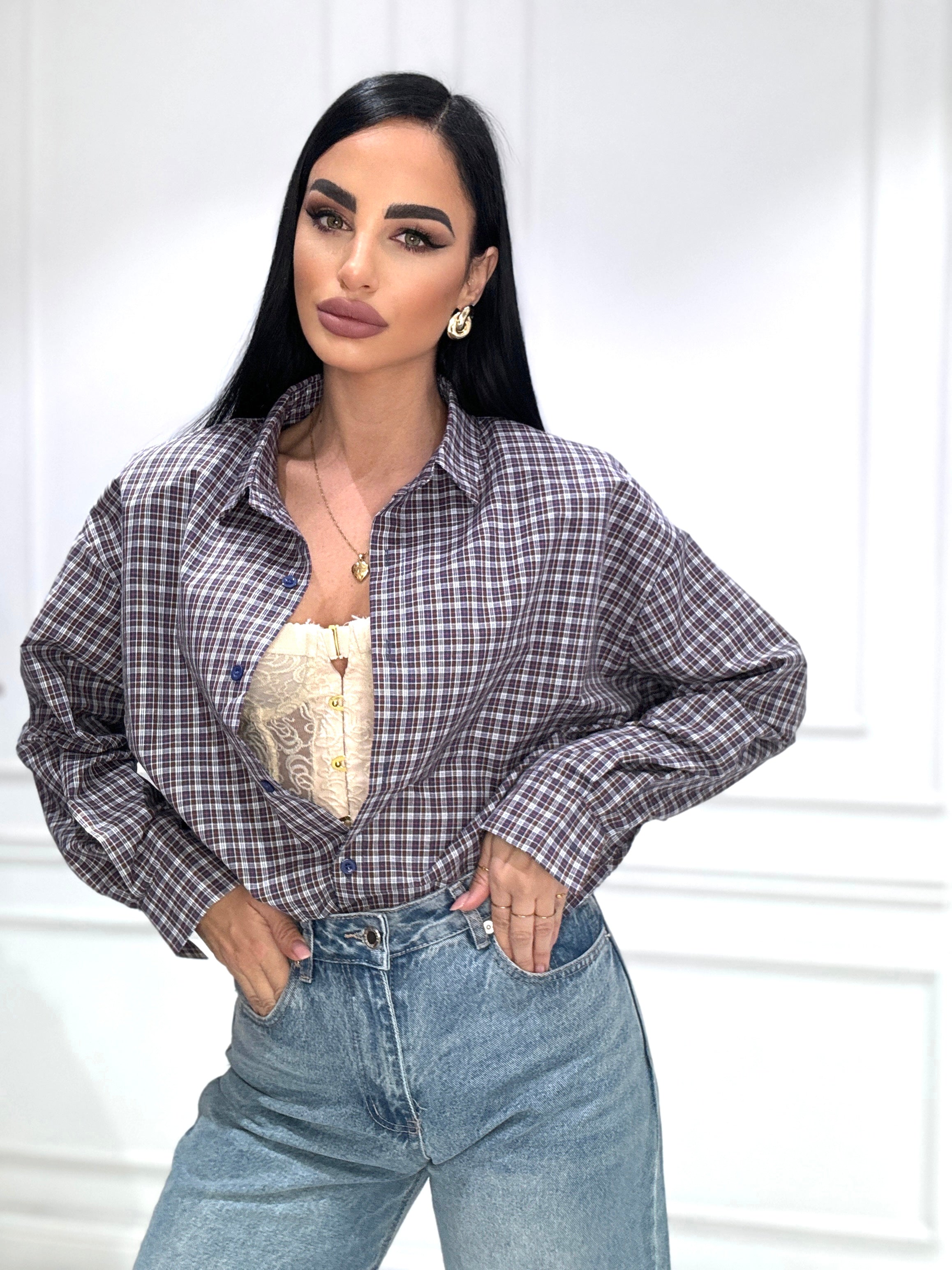 Camicia quadri cotone spallina